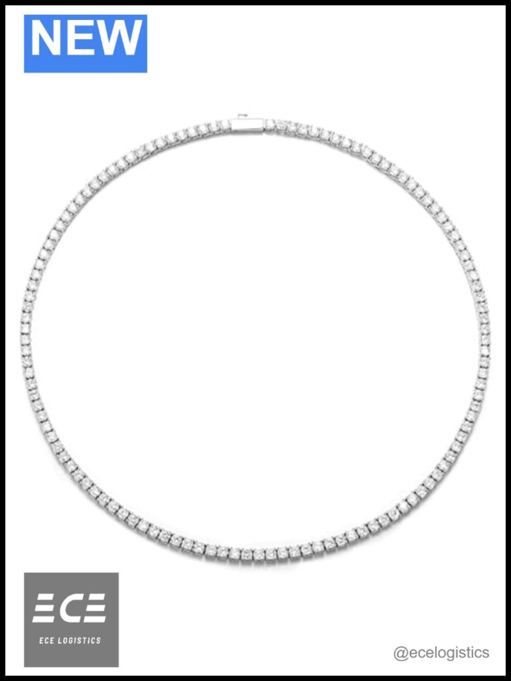 3mm CZ Tennis Necklace White Gold Plated 18in Round Cut Women Jewelry